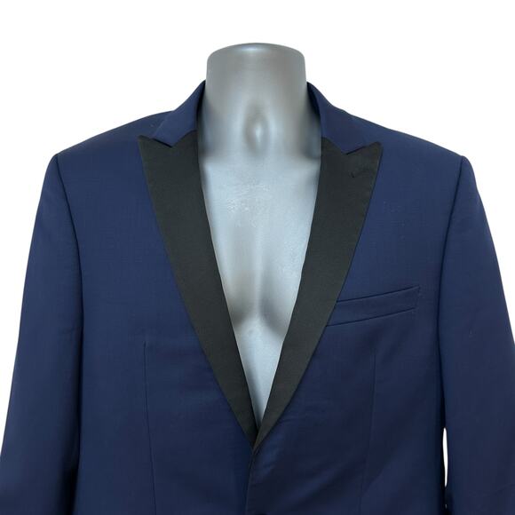 Calvin Klein Tuxedo Suit Navy Blue Black Extreme Slim Fit Jacket Pants 40S 34S - Picture 4 of 16